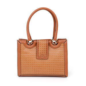 BOLSA SHOPPER COURO CARAMELO CROCHET