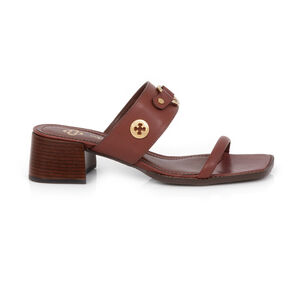 MULE MARROM DE COURO BICO QUADRADO