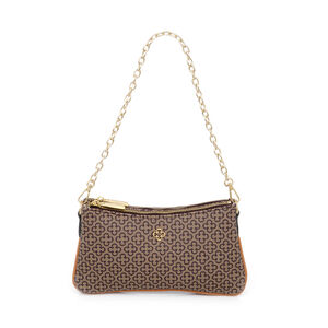 BOLSA PEQUENA SHOULDER BAG BEGE CARAMELO LAÇA CORRENTE