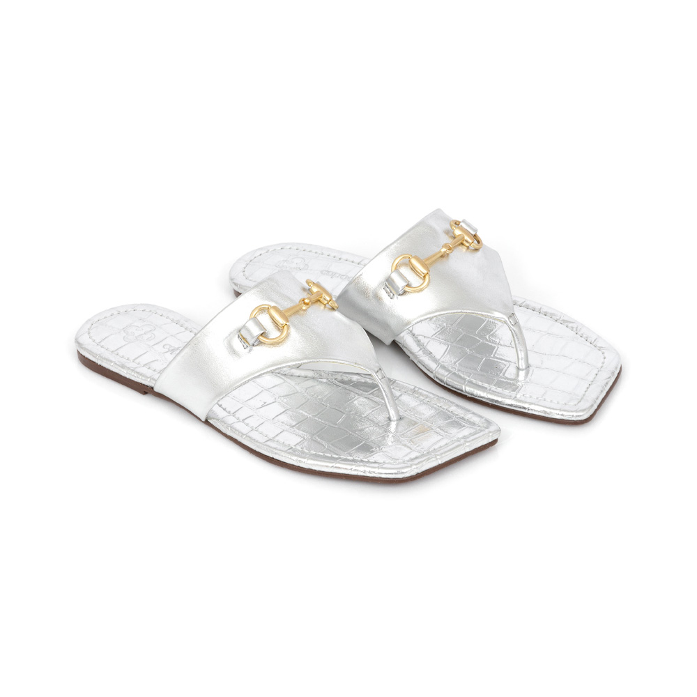 CHINELO RASTEIRA BICO QUADRADO PRATA image number 0