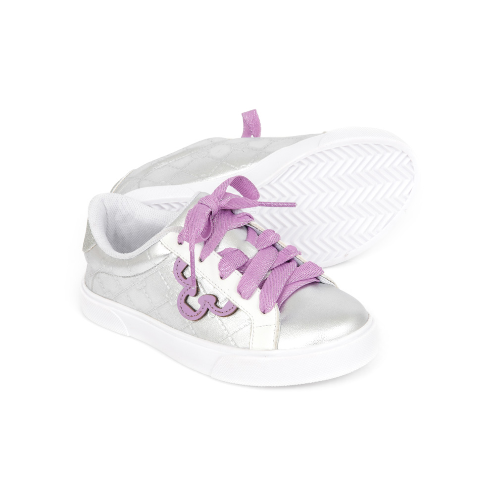 TÊNIS INFANTIL PRATA E BRANCO MONOGRAMA AMARRAÇÃO image number 2