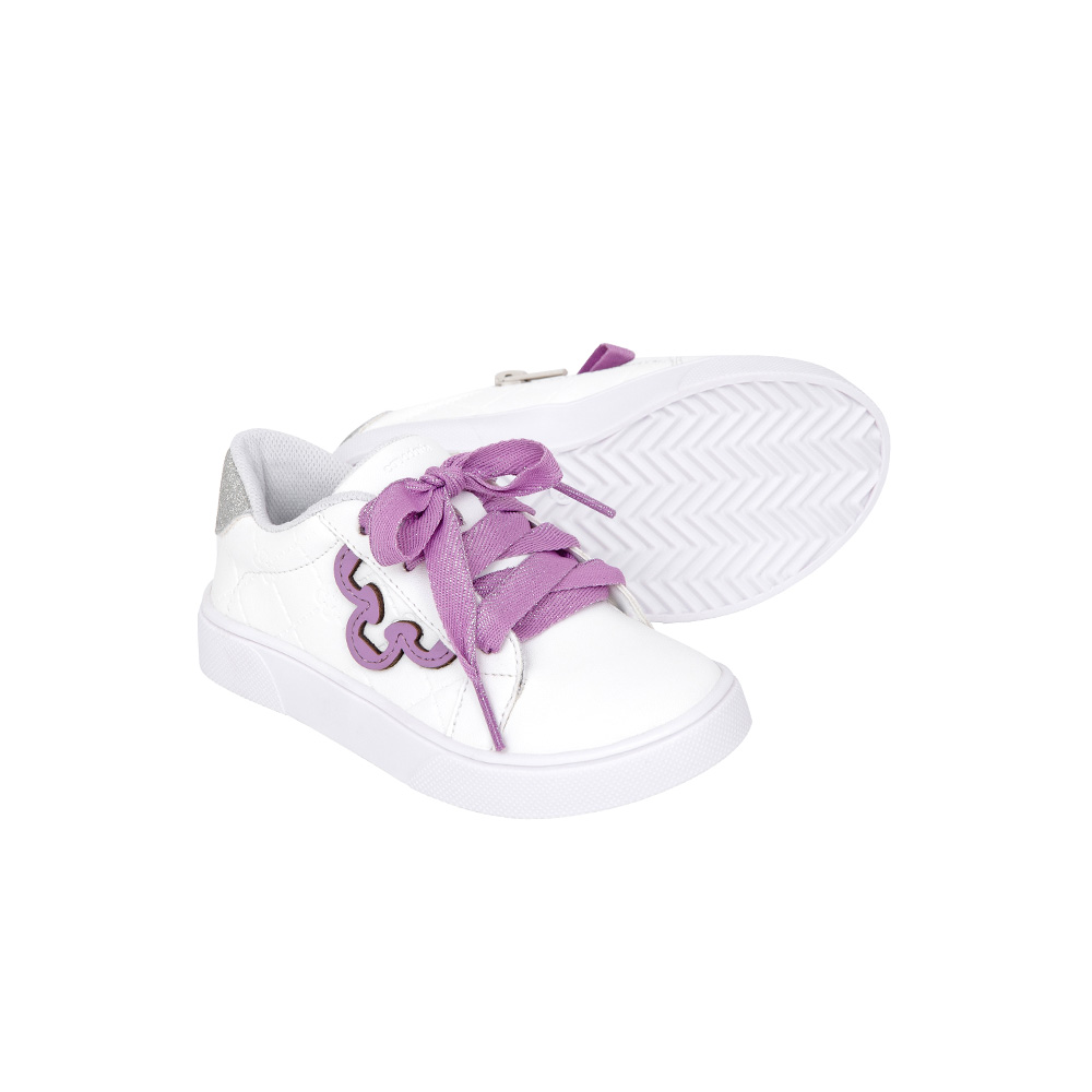 TÊNIS BABY BRANCO E LILÁS MONOGRAMA AMARRAÇÃO image number 3