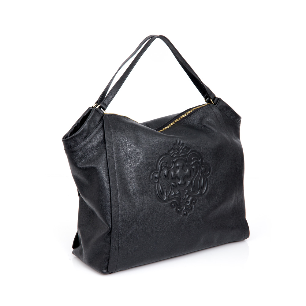 BOLSA GRANDE PRETA DE COURO SHOPPER image number 2