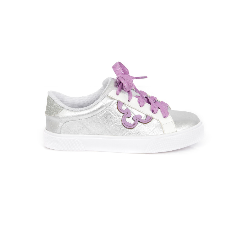 TÊNIS INFANTIL PRATA E BRANCO MONOGRAMA AMARRAÇÃO image number 0