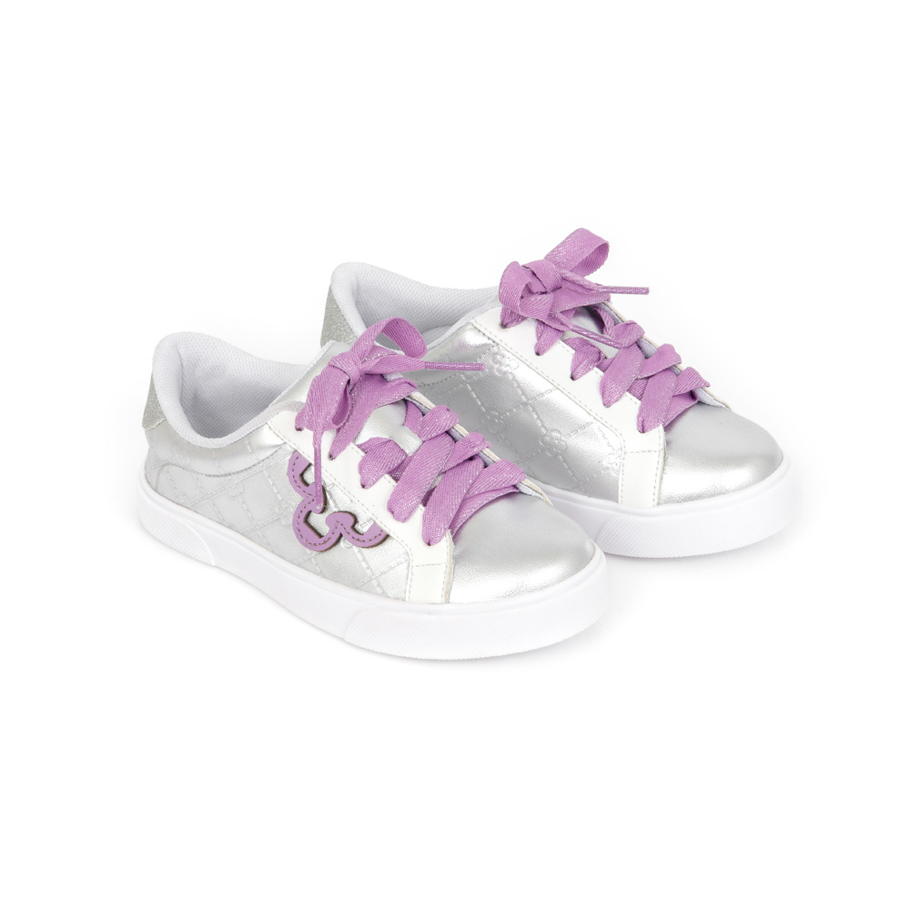 TÊNIS INFANTIL PRATA E BRANCO MONOGRAMA AMARRAÇÃO image number 1