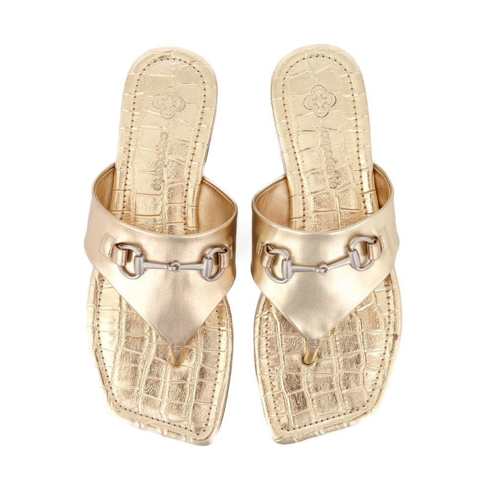 CHINELO RASTEIRA BICO QUADRADO DOURADO image number 4