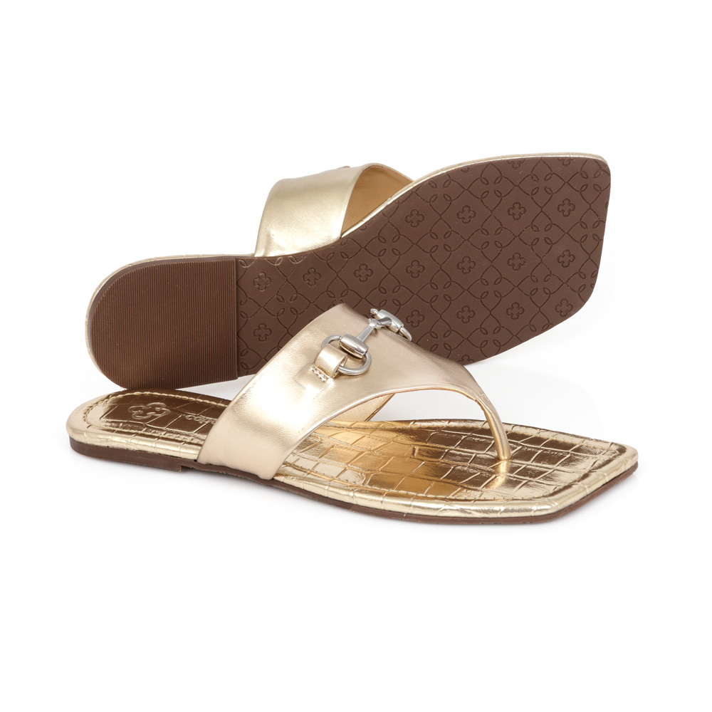 CHINELO RASTEIRA BICO QUADRADO DOURADO image number 3
