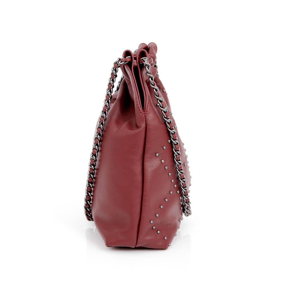 BOLSA BORDÔ COURO ALÇA CORRENTE HOBO image number 1