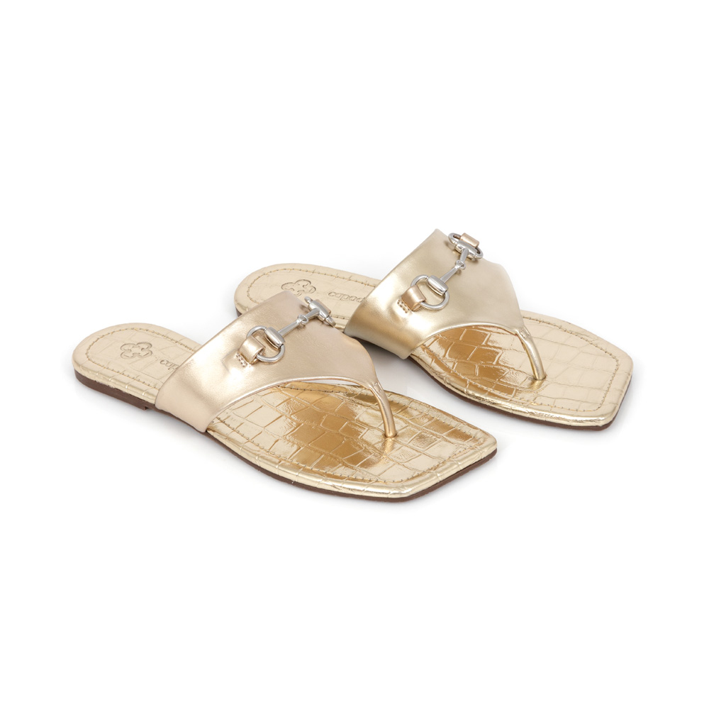 CHINELO RASTEIRA BICO QUADRADO DOURADO image number 1