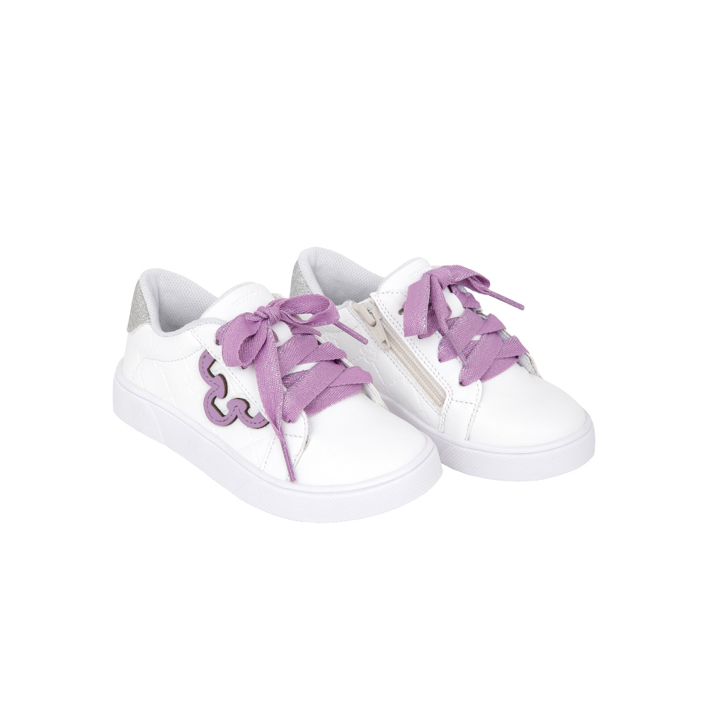TÊNIS BABY BRANCO E LILÁS MONOGRAMA AMARRAÇÃO image number 1