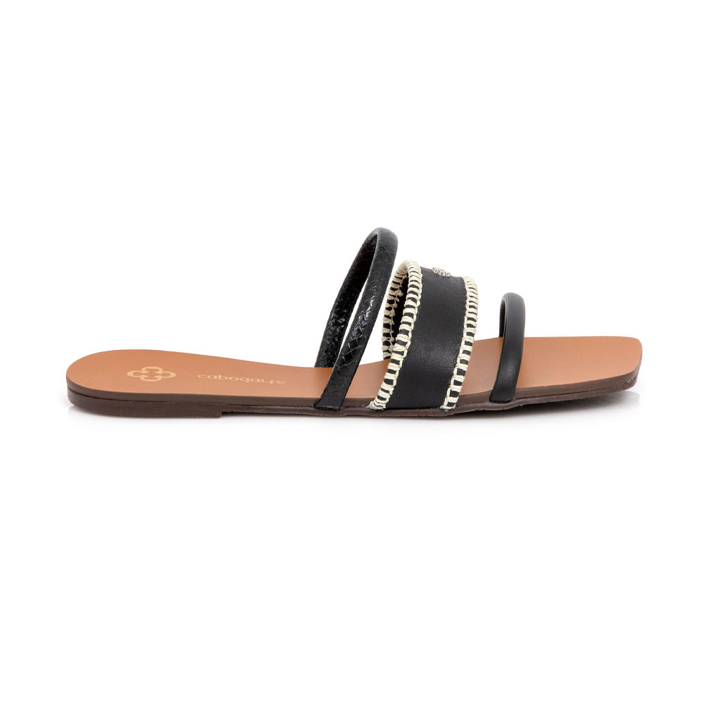 CHINELO PRETO DE TIRAS BICO QUADRADO image number 0