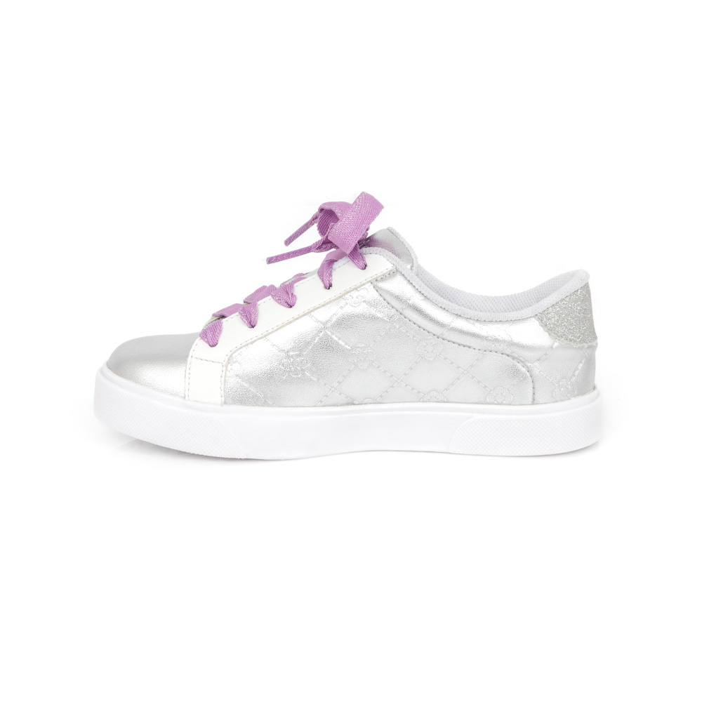 TÊNIS INFANTIL PRATA E BRANCO MONOGRAMA AMARRAÇÃO image number 3