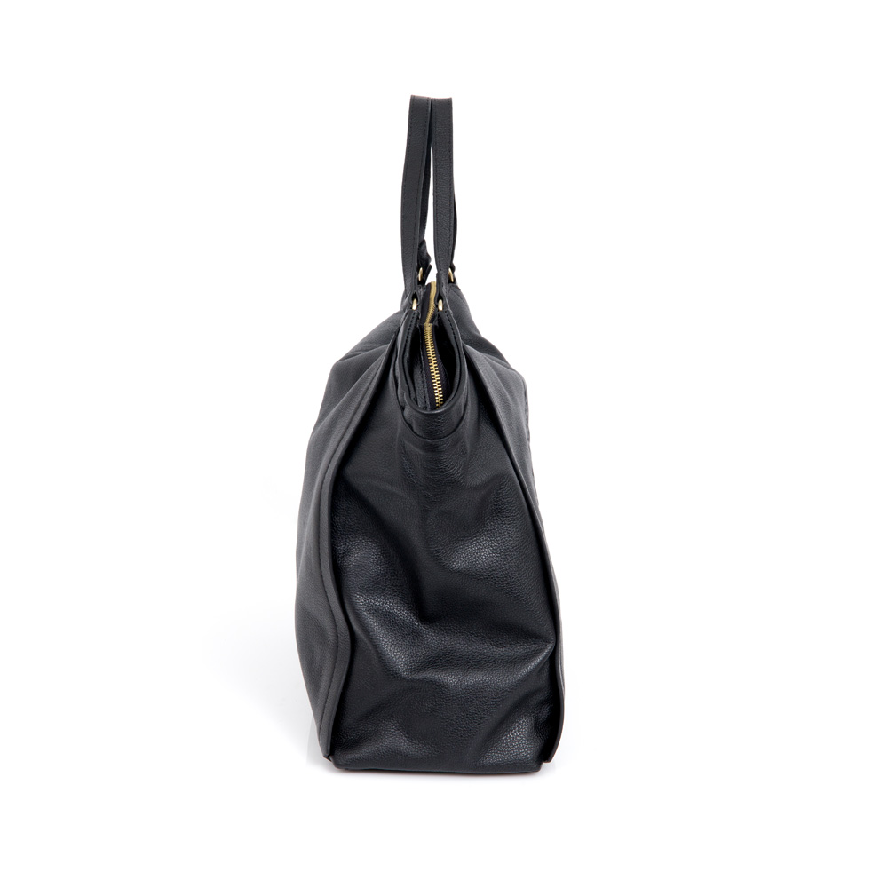BOLSA GRANDE PRETA DE COURO SHOPPER image number 1