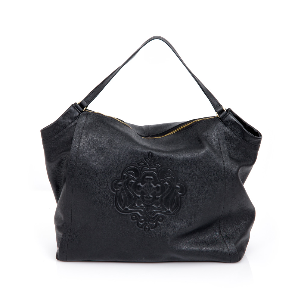 BOLSA GRANDE PRETA DE COURO SHOPPER image number 0