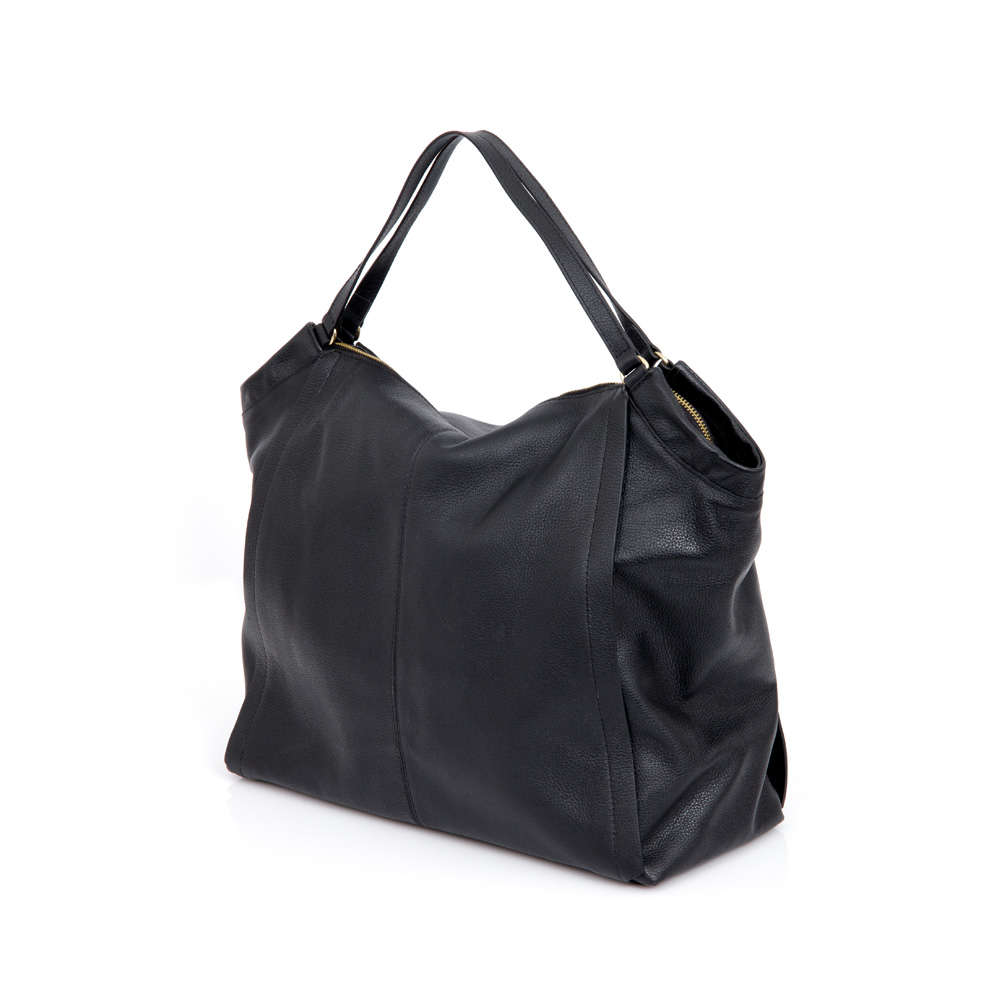 BOLSA GRANDE PRETA DE COURO SHOPPER image number 3